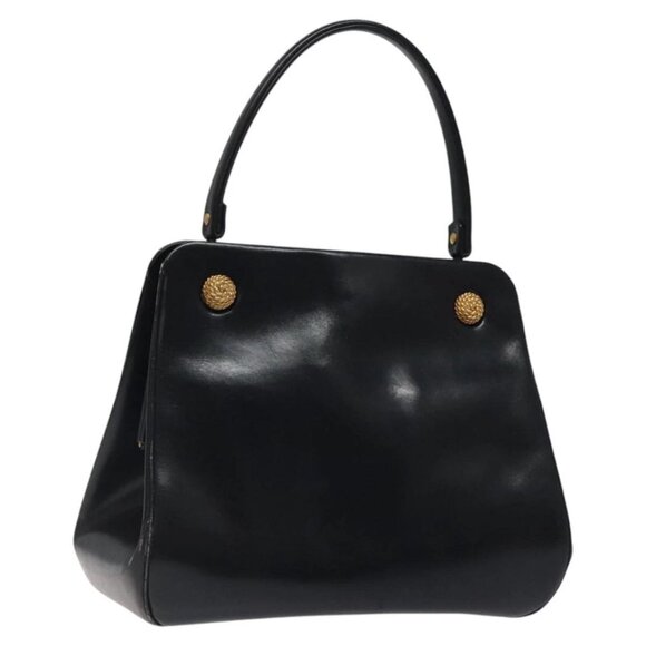 Christian Dior Hand Bag Leather Black Gold Auth 118026 - Picture 1 of 16